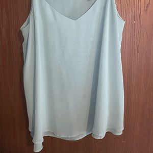 Mint green V neck double layered tank top